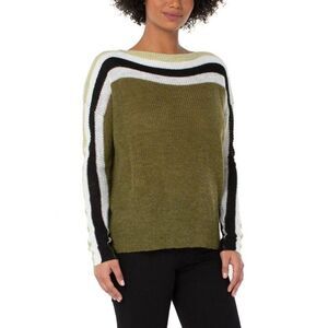 Liverpool Los Angeles Sz. M Olive Striped Oversized Dolman Sweater